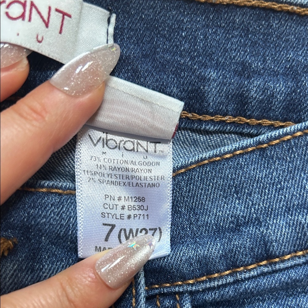 Vibrant Women's Distressed Skinny Jeans - Deep Blue - Picture 4 of 4